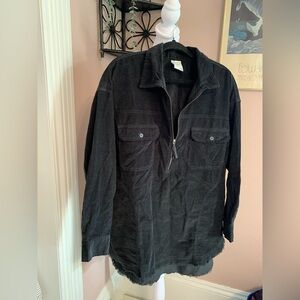 Aerie medium Black Half-Zip Shirt Jacket corduroy oversized